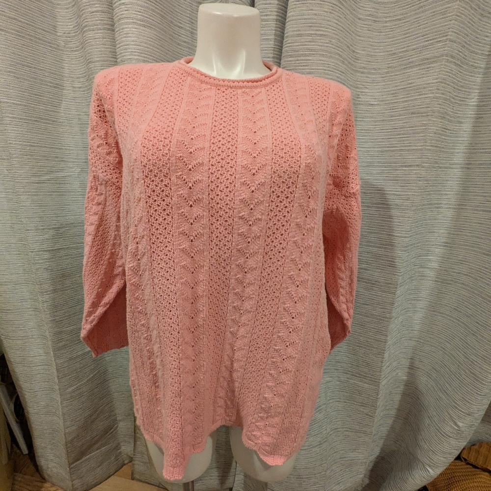Vintage Absolutely Cotton Pink Knit Sweater - XL